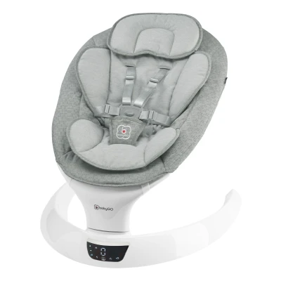 Afbeelding van BabyGO Babyswing Babyschommel Elektrische 2 in 1 schommelstoel en wipstoel 5 snelheden 12 melodieën Timerfunctie Grijs