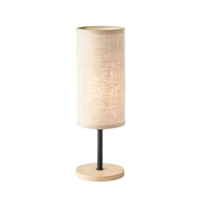 Afbeelding van Fischer &amp; Honsel Tafellamp Parma zandzwart mat/eiken natuur stoffen kap zand kleuren linnen H: 30 cm, D: 10 cm met snoerschakelaar 1x E14 max. 25 W zonder lamp