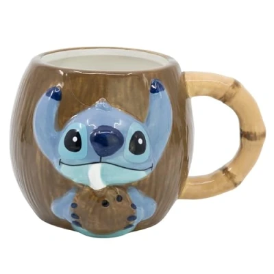 Afbeelding van Stor 3d Mok In Geschenkdoos Stitch Kokosnoot 420ml Blauw