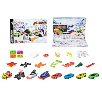 Afbeelding van Majorette Adventskalender 24 ramen 8 voertuigen met 5 exclusieve accessoires vanaf 3 jaar 212051026