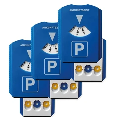 Afbeelding van Prolac 3 x parkeerschijf voor auto&#039;s, met geïntegreerde winkelwagenchips en ijskrabber, parkeerklok van duurzaam kunststof, ijskrabber de auto