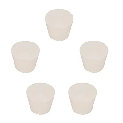 Afbeelding van stonylab Massieve Rubberen Dtoppers, (5 stuks) 8# Witte Taps Toelopende Afdichtingen Voor Laboratoriumafdichtingen