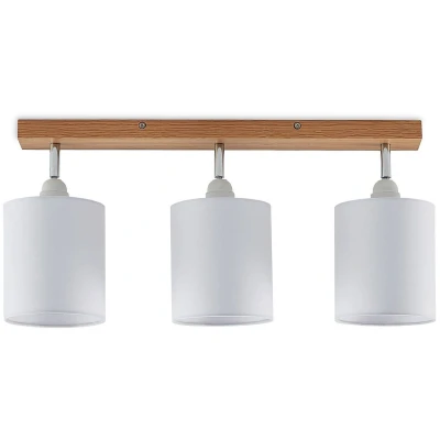 Afbeelding van Lindby buitenspot 3lichts Eikenhout, textiel H: 26 cm E27 licht hout, wit