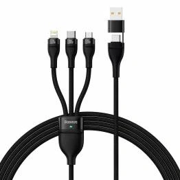 Afbeelding van Baseus USB/USB C naar Lightning, USB en Micro Zwart