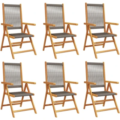 Afbeelding van vidaXL Tuinstoelen 6 st verstelbaar massief acaciahout grijs
