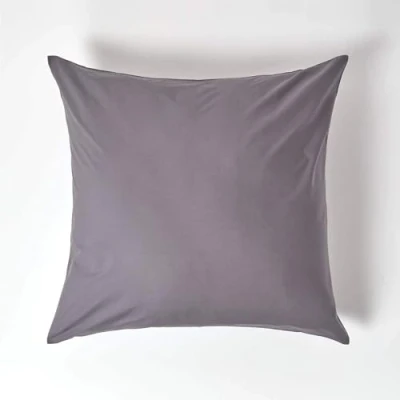 Afbeelding van HOMESCAPES Set van 2 percal kussenslopen, 60 x cm, donkergrijs, kussensloop met ritssluiting, 100% Egyptisch katoen, draaddichtheid 200