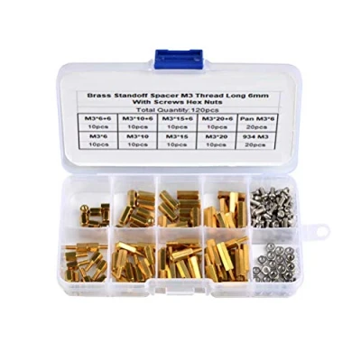 Afbeelding van PCB Board, Yosoo 120 stks M3 Koper Messing Pijlers Standoff Circuit Spacer Board Moer Schroeven Hex Ronde Enkele Cilinder Hoofd