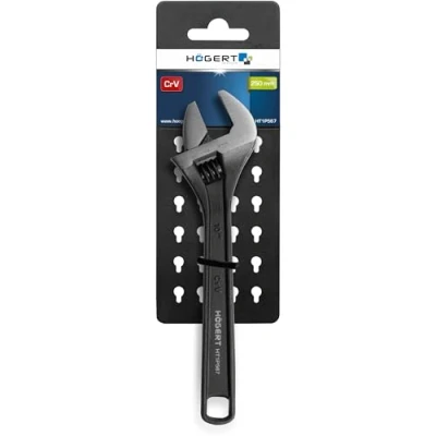 Afbeelding van Högert Technik Verstelsleutel 10 inch (250 mm), steeksleutel met 30 mm mondopening, CrV staal, metrische schaal, ergonomische voor werkplaats en installatie