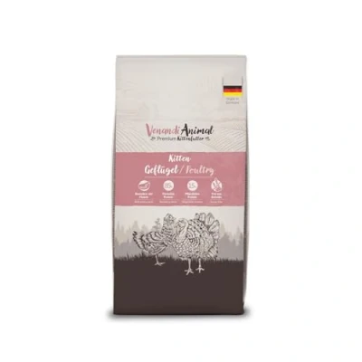 Afbeelding van Venandi Animal Premium kattenvoer, kitten, gevogelte, met veel vers vlees, droogvoer, graanvrij, per stuk verpakt (1 x 1,5 kg)