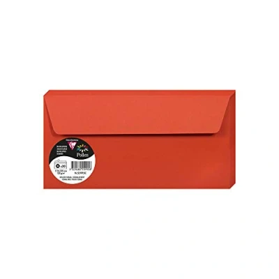 Afbeelding van Clairefontaine 55995C pakket met 20 zelfklevende enveloppen, formaat DL (11 x 22 cm), 120 g/m², kleur: koraalrood, uitnodigingen en correspondentie, serie pollen, premium papier, glad