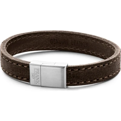 Afbeelding van Frank 1967 7FB 0203 Armband staal/leder 8 mm bruin 21 cm