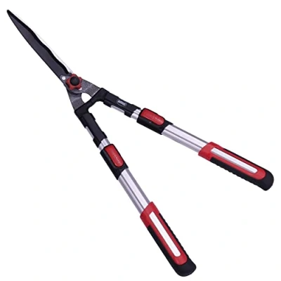 Afbeelding van Amig Heggenschaar, tweehands, uittrekbaar, lemmet van gehard staal, tefloncoating, 600 mm, telescopische handgreep 68 tot 88 cm, gekartelde rand voor optimale en nauwkeurige snede