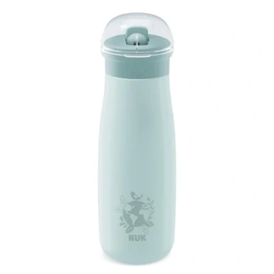 Afbeelding van NUK Mini Me Flip Peuterbeker met rietje 12+ maanden 500 ml roestvrijstalen waterfles voor kinderen lekvrije geharde tuit onbreekbaar blauwe bol