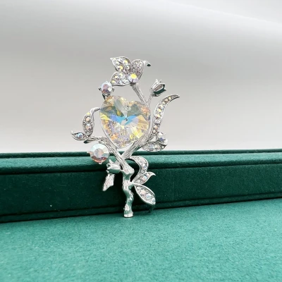 Afbeelding van Zilver Broche met Geel Hart Swarovski® Kristal