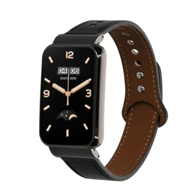 Afbeelding van kwmobile lederen horlogebandje geschikt voor Xiaomi Mi band 7 Pro polsband Echt leren smartwatch bandje Activity tracker horloge in zwart / bruin