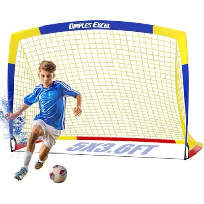 Afbeelding van Dimples Excel Voetbaldoel pop up voetbalnet na voetbaltraining voor kinderen tuin festival cadeau 1 pak (5 &#039;x 3.6&#039;, blauw + geel)