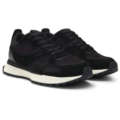 Afbeelding van BOSS Jonah RUNN Sneakers laag, Heren, Maat: 43, Black Leer en textiel
