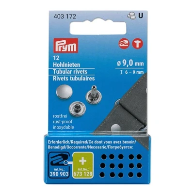 Afbeelding van Prym 403172 Holle nieten MS6 9mm zilverkleurig