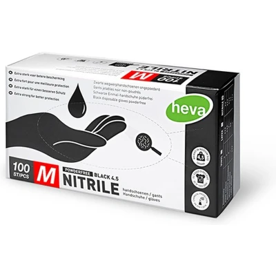 Afbeelding van Heva Nitril Wegwerp Handschoenen Ongepoederd M 100 Stuks Zwart