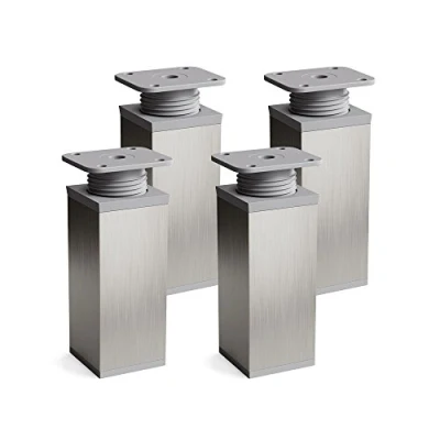 Afbeelding van sossai® design meubelpoten MFV1 set van 4 in hoogte verstelbaar Vierkant profiel: 40 x mm Kleur: inox grijs Hoogte: 100 (+ 20 mm) Inclusief hoogwaardige houtschroeven