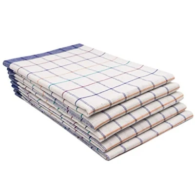 Afbeelding van ZOLLNER set van 5 katoenen theedoeken, ca. 50x70 cm, blauw geruit