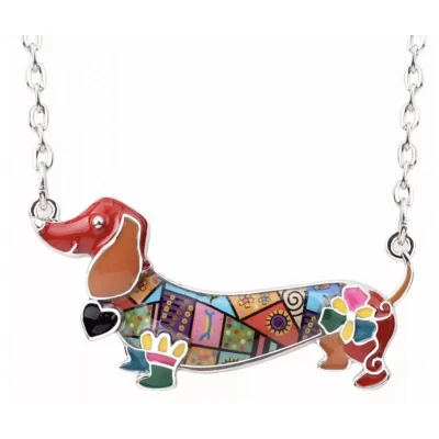 Afbeelding van Ketting Teckel Emaille Rood Bruin Charme Bijoux