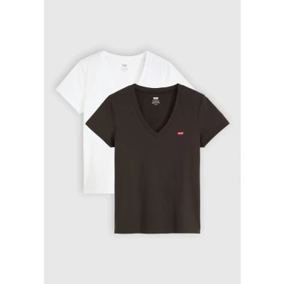 Afbeelding van LEVI&#039;S ® Shirt &#039;Perfect V Neck Tee (2 Pack)&#039; rood / zwart wit