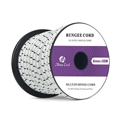 Afbeelding van Abma Cord Bungeekoord 6mm 10M Rubberen Touw Elastisch Koord Expandertouw Spankoord Elastiek voor Camping, Zeildoek, Aanhangwagen, Rugzak, Tentstok, Kajak Wit&amp;Zwart