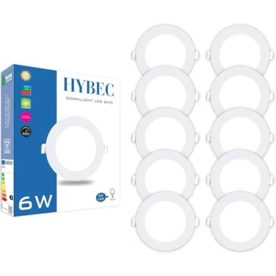 Afbeelding van CLAR Hybec Recessed LED Ceiling Downlight, Indoor Spotlight, Driver included, Cold Light 6000ºK 6W (Pack 10)