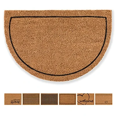 Afbeelding van deurmat kokos kader design halfrond zuivere loop 40x60 cm binnen antibacteriële kokosmat natuurlijk materiaal