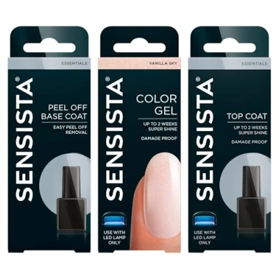 Afbeelding van Sensista Vanilla Sky Peel Off Set Gellak Voordeelset Transparant Glitter Gel nagellak voor LED lamp 3 stuks