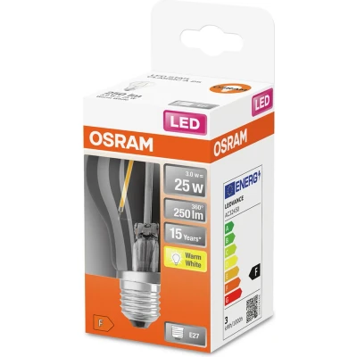 Afbeelding van OSRAM 4058075434165 LED lamp Energielabel F (A G) E27 Peer 2.5 W = 25 Warmwit (Ø x l) 60 mm 105 1 stuk(s)