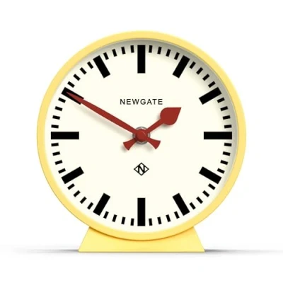 Afbeelding van NEWGATE® M Mantel Railway Silent Sweep Clock &#039;No Tick&#039; een moderne schoorsteenklok kleine stationsknop (geel)