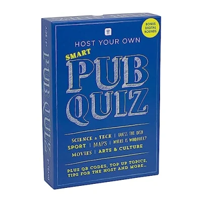 Afbeelding van Talking Tables Pub Quiz Game Cards &amp; Score Board Poster Organiseer je eigen Games Night, Competitieve After Dinner Party, Algemene Kennis Trivia Vragen Antwoorden, HOST PUBQUIZ V4
