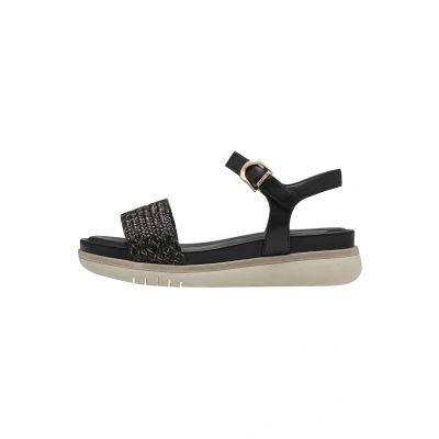 Afbeelding van Tamaris Sandalen met sleehak, Dames, Maat: 37, Black Textiel/ synthetisch