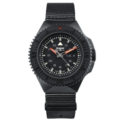 Afbeelding van Traser Heren analoog kwarts horloge met textiel Armband 109854, zwart,