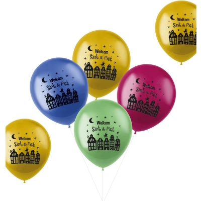 Afbeelding van Folat Ballonnen &#039;Welkom Sint &amp; Piet&#039; Meerkleurig 6 stuks 33 cm