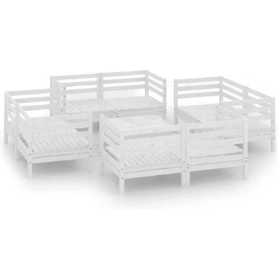 Afbeelding van vidaXL 9 delige Loungeset massief grenenhout wit