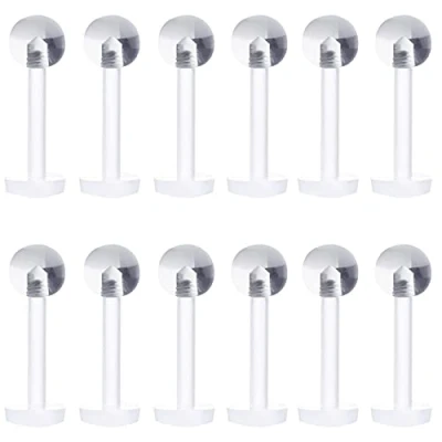 Afbeelding van Liuxn 15 stuks 16 Gauge Clear Acryl Lip Ringen Flexibele Labret Bar Studs voor Kraakbeen Tragus Neus Piercing