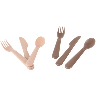 Afbeelding van Bestekset bioplastic Zand/Mocca Dantoy 6 Delig Voedselveilig