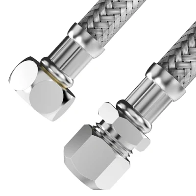 Afbeelding van VARIOSAN flexibele slang 17543, 10 mm QV x 3/8 inch ÜWM, 300 mm, roestvrijstalen mantel, DVGW gecertificeerd, drinkwater, pantserslang
