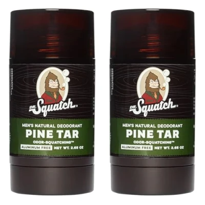 Afbeelding van Dr. Squatch Natuurlijke Deodorant voor mannen 2 Pack Pine Tar Geur Squatching Heren Aluminium Vrij (2.8 Oz, Pack)