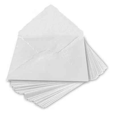 Afbeelding van Wanderings Handmade White Deckle Edge Envelope 5.25X7.25&quot; / 13 X 18 Cm Package Of 25 For Announcements, Wedding Invitations, Greeting Cards, Crafts Thick 150 Gsm