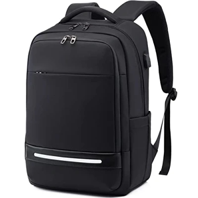 Afbeelding van Vodlbov Laptoprugzak, 17 inch, grote capaciteit, heren, waterdicht, diefstalbeveiliging, rugzak voor laptop, met USB oplaadaansluiting, functionele reizen, zaken, college, dames, zwart