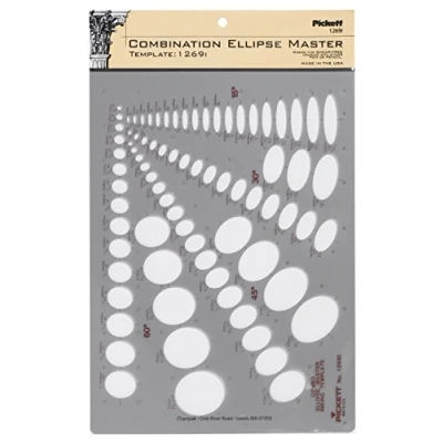 Afbeelding van Pickett Combinatie Ellipse Master Template, 15 graden, 30 45 graden en 60 projecties, grijs (1269I)