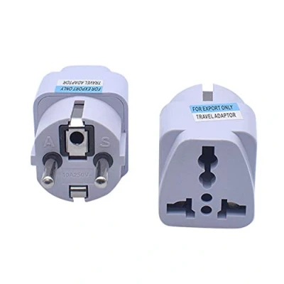Afbeelding van Universal Portable Travel Adapter Converter, UK US AU To EU AC Wall Socket White