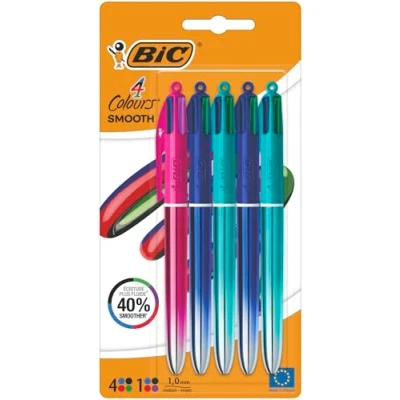 Afbeelding van BIC 4 kleuren gradiënt gladde inkt intrekbare veelkleurige balpen Pack van 5