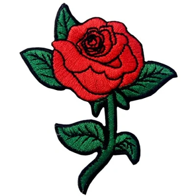 Afbeelding van Rode roos geborduurde badge ijzer op naaien patch