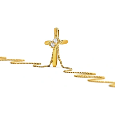 Afbeelding van Miore Geelgouden Kruis Diamant Ketting met Hanger Dames Conflictvrije Edelstenen 9 Karaat Geelgoud Handgemaakte Hoogwaardige Sieraden