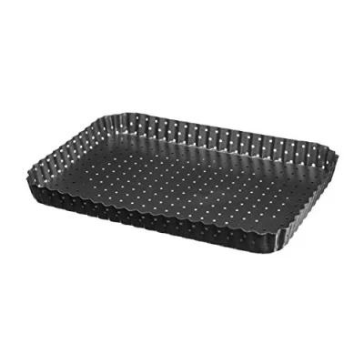 Afbeelding van VITA PERFETTA 1 x geperforeerde taartvorm, quichevorm, rechthoekige antiaanbaklaag, afneembare bodem (31 21 cm), zwart